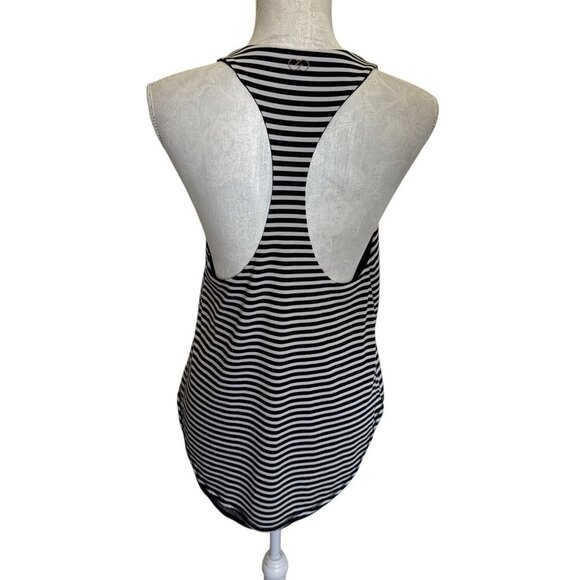 Calia Women's M Racerback Chiffon Lined Tank B&W Striped EUC - Picture 2 of 15